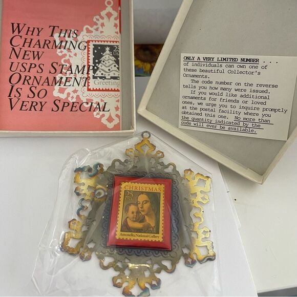 New vintage 1990 USPS stamp ornament Madonna and child - Picture 4 of 6